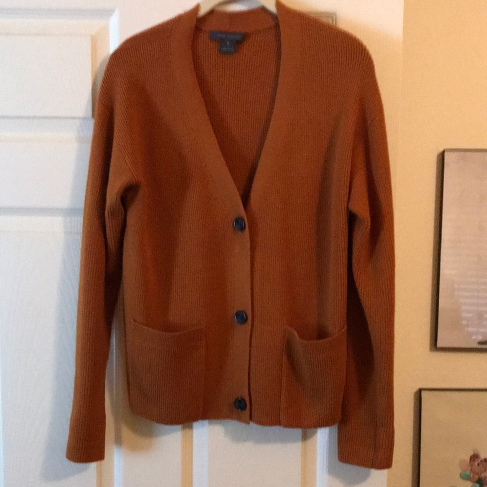 French Connection Rust Button-Front V-Neck Cardigan Sweater Size S